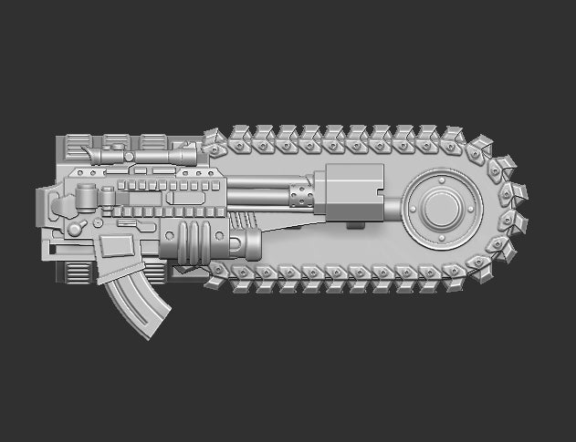 Chainsaw Machine Gun Topper for Slygor Staff โ Headhunters Customs